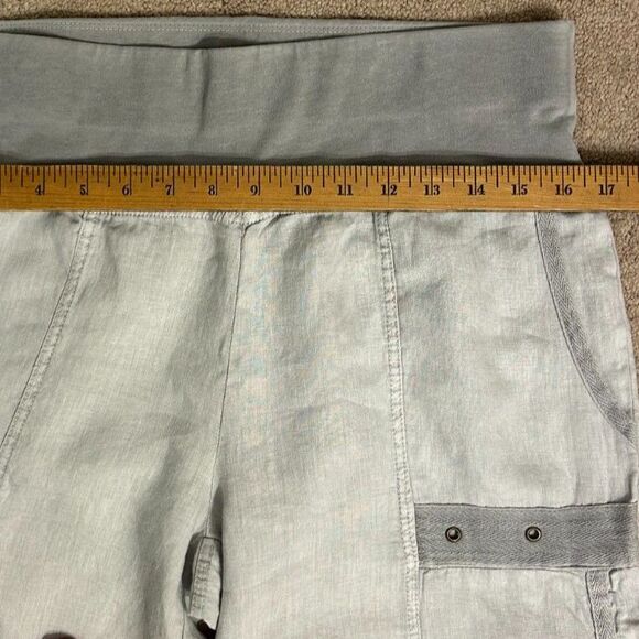 XCVI Linen Crop Pants M Gray Wide Leg Pull On Lightweight Casual Minimalist - Picture 5 of 6